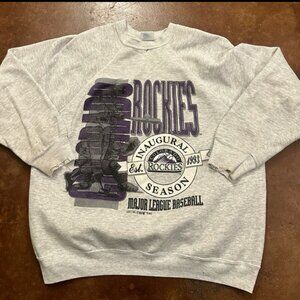Vintage 90s Colorado Rockies Sweatshirt Mens Xl Inaugural Year Baseball